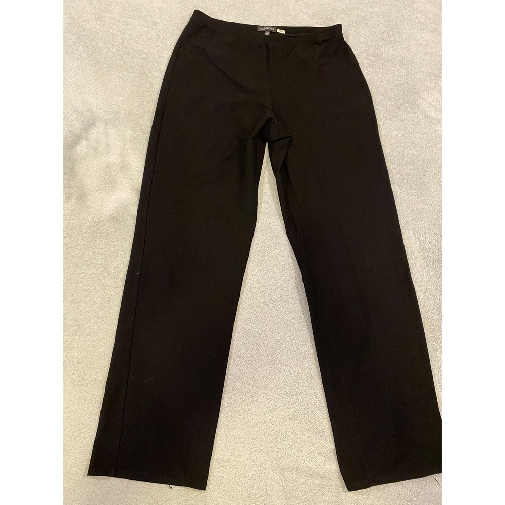 EILEEN FISHER Black Viscose Blend straight Leg Stretch Travel Pants Size S Small
